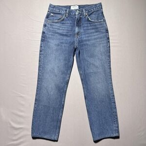 AGOLDE Valen Jeans Womens 26 High Rise Straight Leg Blue Denim Rigid A195-1601